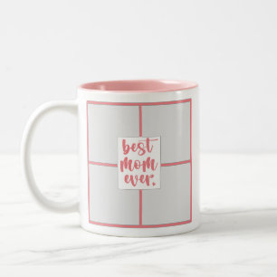 Tasse 2 Couleurs Modern Best Mom Ever Heart Photo Rose foncé
