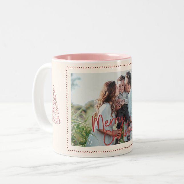 Tasse 2 Couleurs Modern Classic Christmas Photo Elegant (Devant gauche)