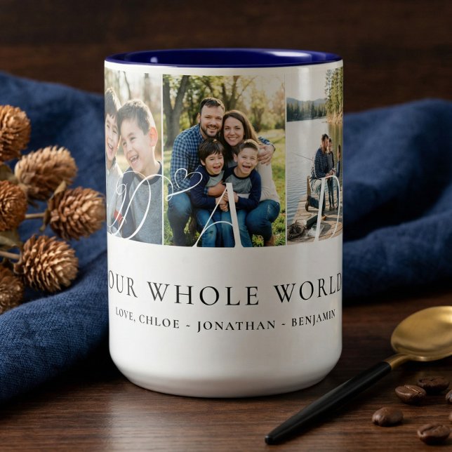 Tasse 2 Couleurs Modern Dad Photo Collage Fathers Day keepsake Gift (Modern Dad Photo Collage Fathers Day keepsake Gift Two-Tone Coffee Mug)