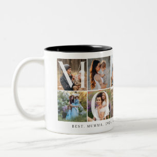 Tasse 2 Couleurs Modern Momma Collage, 10 Grille photo, Cadeau pour