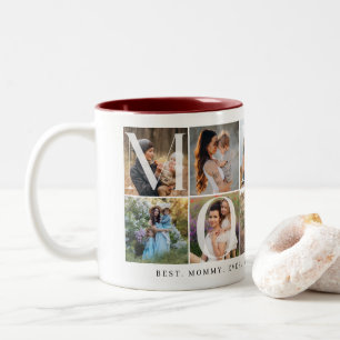 Tasse 2 Couleurs Modern Mommy Collage, 10 Grille photo, Cadeau pour