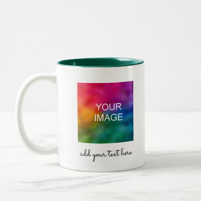 Tasse 2 Couleurs Modern Simple Template Upload Your Photo or Logo (Gauche)