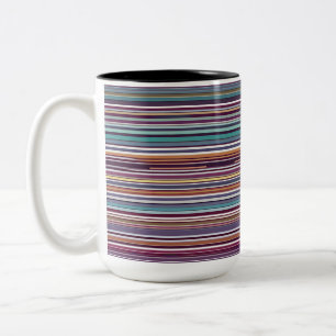 Tasse 2 Couleurs Moderne Abstrait à Rayures Verticales en Prune et