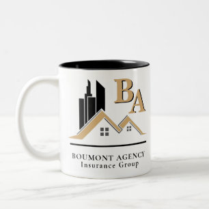 Tasse 2 Couleurs Moderne Ajoutez Votre Propre Logo Professionnel Or