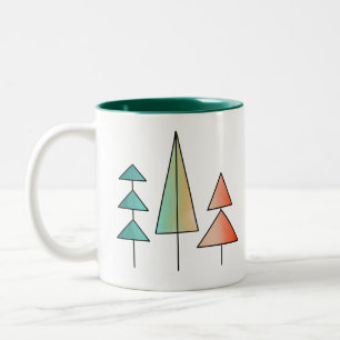 Tasse 2 Couleurs moderne arc-en-ciel arbres roses sarcelle simple m