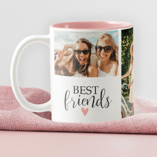 Tasse 2 Couleurs Moderne Best Friends Chic Script Photo