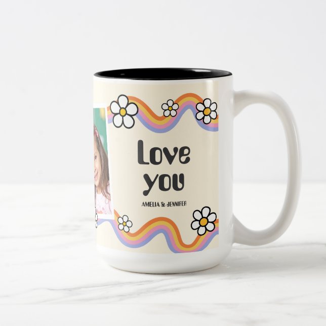 Tasse 2 Couleurs Moderne Boho Daisy Arc-en-ciel Meilleure Maman Pho (Droit)