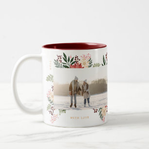 Tasse 2 Couleurs moderne botanique festive de deux photos de noël