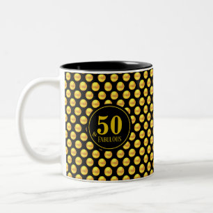 Tasse 2 Couleurs Moderne Cinquante et Fabuleux avec des points doré
