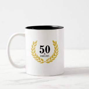 Tasse 2 Couleurs Moderne Cinquante & Fabuleux avec Couronne de Laur