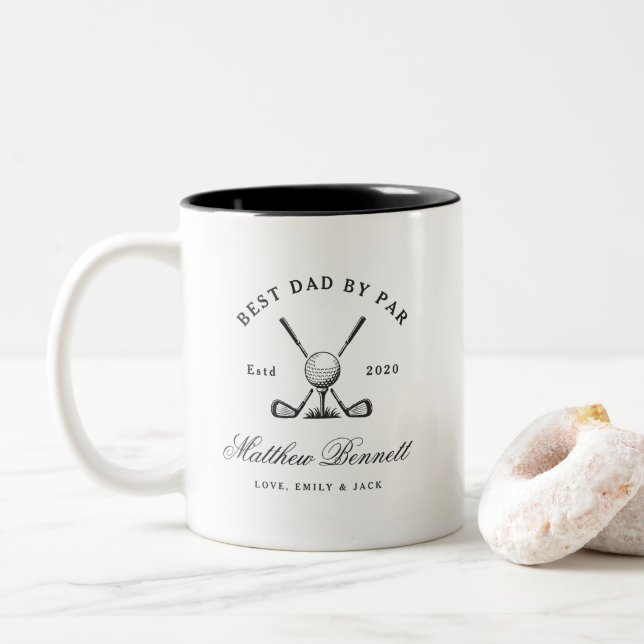 Tasse 2 Couleurs Moderne Classique Meilleur Papa Par Golf  (Avec donut)