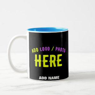 TASSE 2 COULEURS MODERNE ET MODERNE PERSONNALISABLE NOIR VÉRIFIÉ