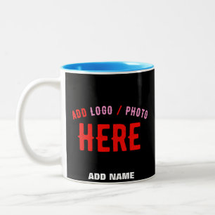TASSE 2 COULEURS MODERNE ET MODERNE PERSONNALISABLE NOIR VÉRIFIÉ