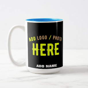 TASSE 2 COULEURS MODERNE ET MODERNE PERSONNALISABLE NOIR VÉRIFIÉ