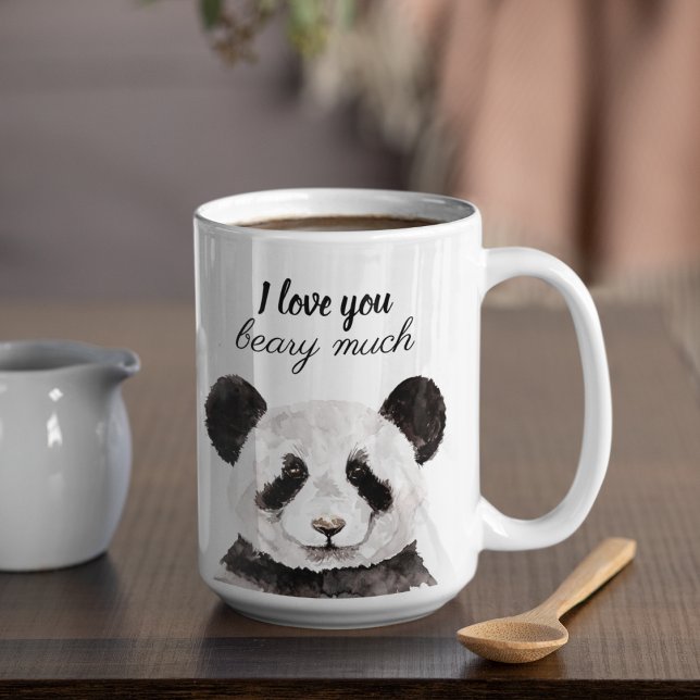Tasse 2 Couleurs Moderne Je T'Aime Beary Beaucoup Panda Noir Et Bla (Créateur téléchargé)