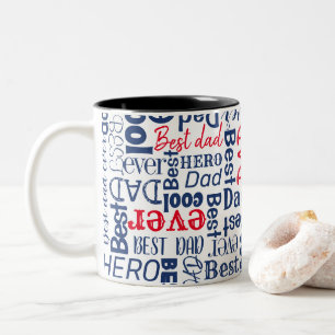 Tasse 2 Couleurs Moderne Meilleur papa Jamais Ttypographie Rouge et