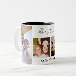 Tasse 2 Couleurs Moderne Meilleures amies 4 Photo avec noms