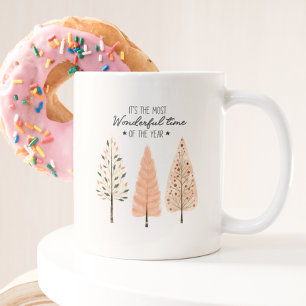 Tasse 2 Couleurs Moderne minimaliste Boho Pine Forest sapin de Noël