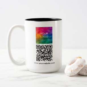 Tasse 2 Couleurs Moderne modèle de logo d'entreprise avec code QR