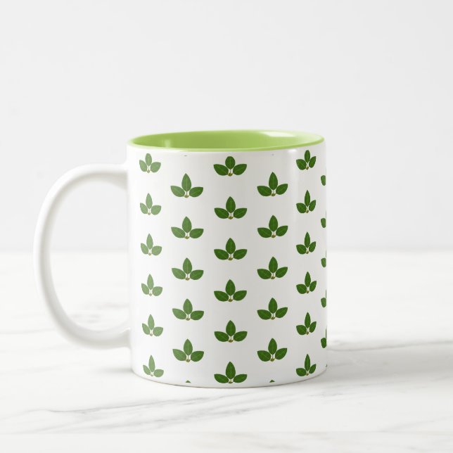 Tasse 2 Couleurs Moderne Motif feuille de laurier vert (Gauche)