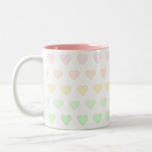 Tasse 2 Couleurs Moderne Pastel couleur Motif de coeur sur blanc