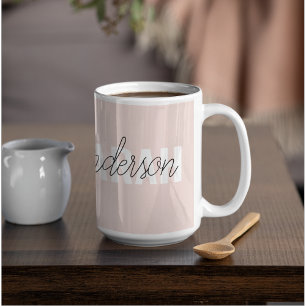 Tasse 2 Couleurs Moderne Pastel Rose Beauté Personnalisée Vous Nom