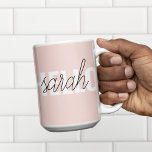Tasse 2 Couleurs Moderne Pastel Rose Bonjour Et Vous Nom<br><div class="desc">Moderne Pastel Rose Bonjour Et Vous Nom</div>