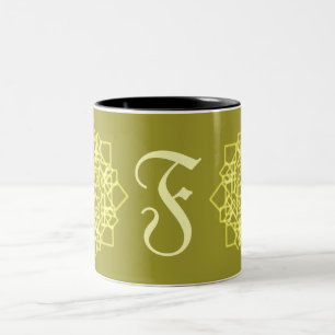 Tasse 2 Couleurs Moderne Simples rayures de ligne Nom monogramme fl