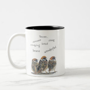 Tasse 2 Couleurs Moineau oiseau drôle encourageant et solidaire
