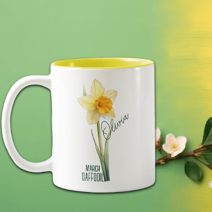 Tasse 2 Couleurs Mois des fleurs de naissance Mois de mars Daffodiq