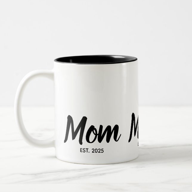 Tasse 2 Couleurs  Mom Established Black Script Custom Year (Gauche)