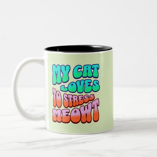Tasse 2 Couleurs Mon chat adore stresser Miaou (Gauche)