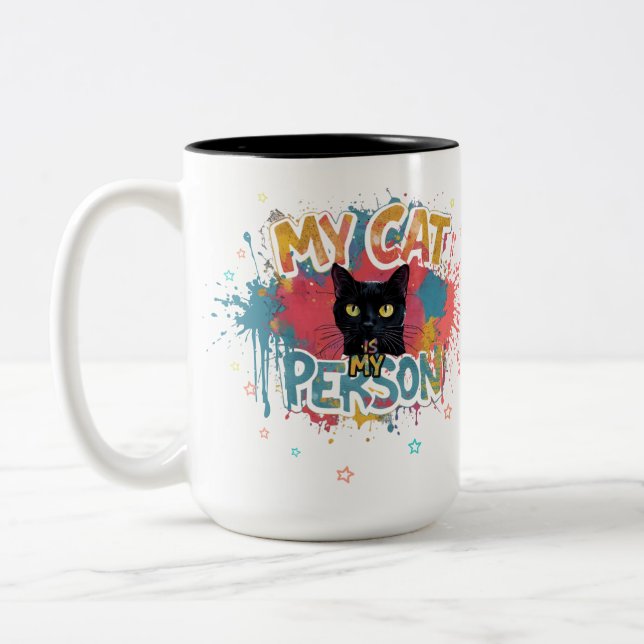 Tasse 2 Couleurs Mon chat est ma personne, conception de graffiti n (Gauche)