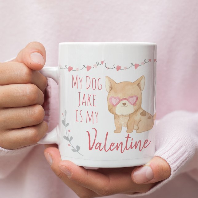 Tasse 2 Couleurs Mon chien mignon est ma Saint Valentin Personnalis (Créateur téléchargé)