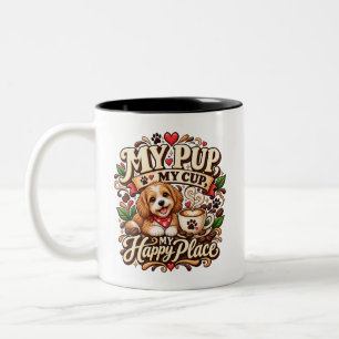 Tasse 2 Couleurs Mon chiot mon bol endroit heureux amateur de chien