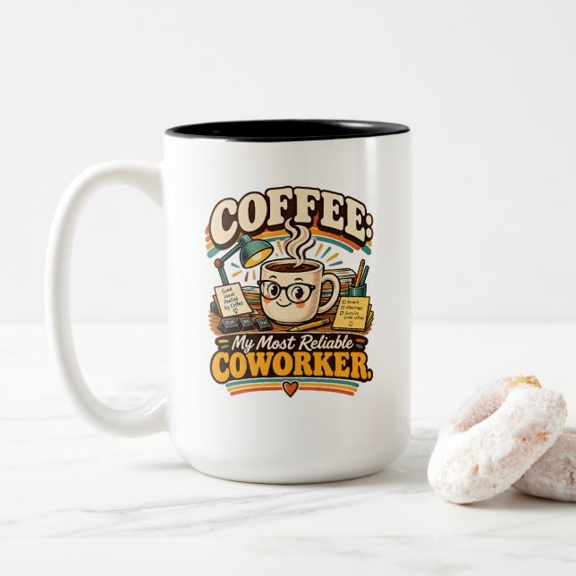 Tasse 2 Couleurs Mon collègue le plus fiable (Avec donut)