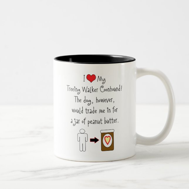 Tasse 2 Couleurs Mon Coonhound de marcheur de Treeing aime le (Droit)