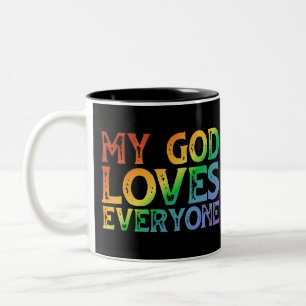 Tasse 2 Couleurs Mon Dieu aime tout le monde (arc-en-ciel, rugueux)