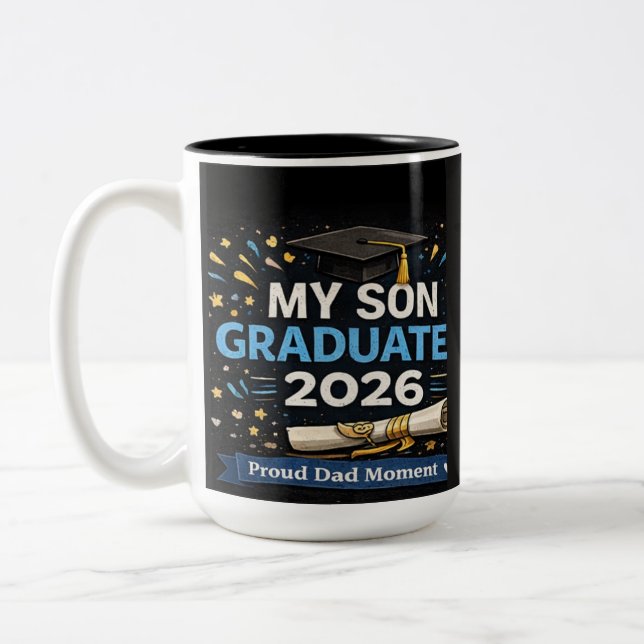 Tasse 2 Couleurs Mon fils est diplômé 2026 (Gauche)