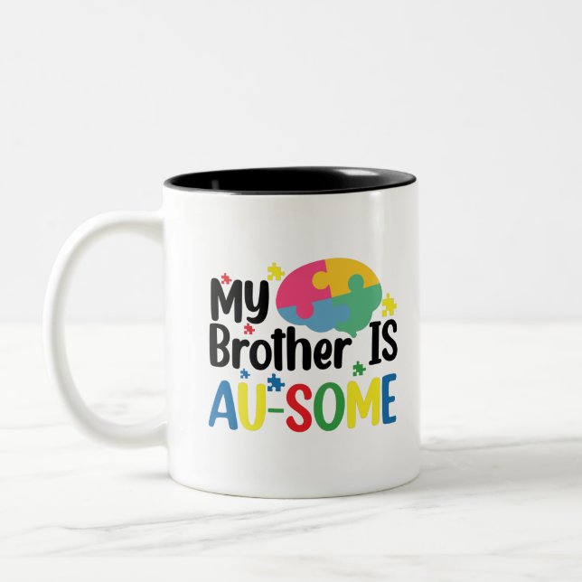 Tasse 2 Couleurs Mon frère est au-some Autisme Sensibilisation Frat (Gauche)
