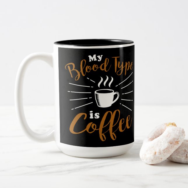 Tasse 2 Couleurs Mon groupe sanguin est Café (Avec donut)
