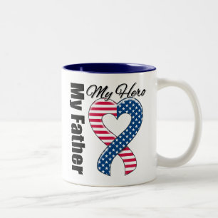 Tasse 2 Couleurs Mon père mon ruban patriotique des Etats-Unis de