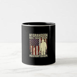 Tasse 2 Couleurs Mon petit-fils a ton dos - Us Flag Frouille Army