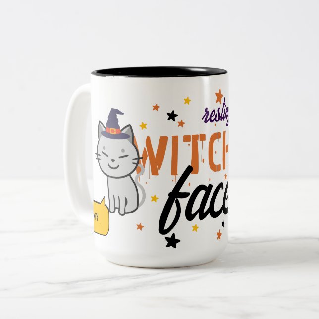 Tasse 2 Couleurs Mon Visage De Sorcière Repose Est Mignonne | Étoil (Devant gauche)
