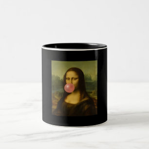 Tasse 2 Couleurs Mona Lisa soufflant de bulle rose