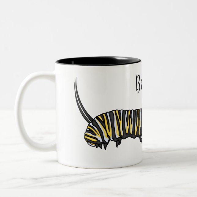 Tasse 2 Couleurs Monarch caterpillar cartoon illustration (Gauche)