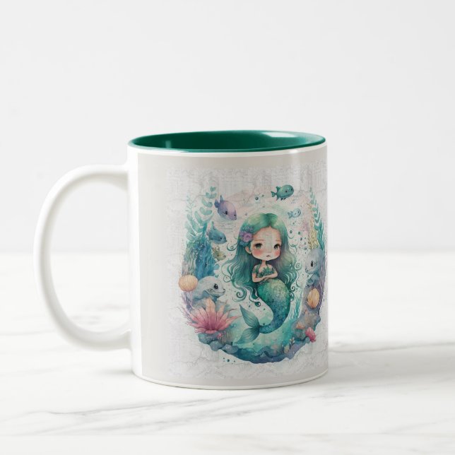 Tasse 2 Couleurs monde sous-marin Sirène dans les algues (Gauche)