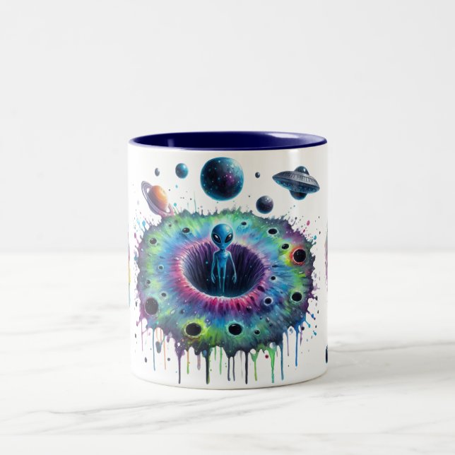 Tasse 2 Couleurs Mondes Aliens Cosmiques (Centre)