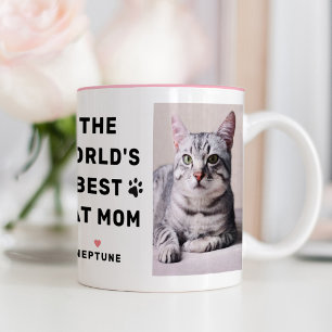 Tasse 2 Couleurs Mondes Meilleur Chat Maman Rose Deux Photo Pet Adu
