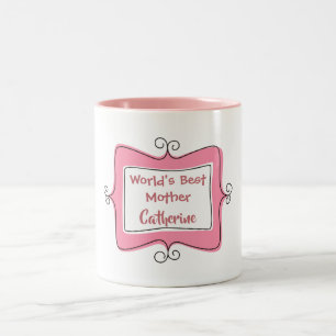 Tasse 2 Couleurs Mondes rose et blanc Meilleure mère